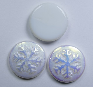 CAB-SF-02010-28701 snowflake cabochon 21 mm white alabaster AB color 02010-28701