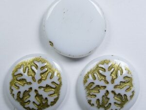 CAB-SF-02010-54302 Snowflake Cabochon 21 mm White Alabaster Gold Washed 3 Pc. - Afbeelding 1