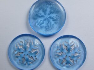 CAB-SF-60010-54301 Snowflake Cabochon 21 mm Aquamarine Silver Washed 3 Pc.