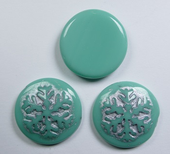 CAB-SF-63130-54301 snowflake cabochon 21 mm Green Turquoise Silver Washed color 63130-54301