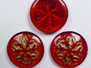 CAB-SF-90080-54302 Snowflake Cabochon 21 mm Siam Ruby Gold Washed 3 Pc.