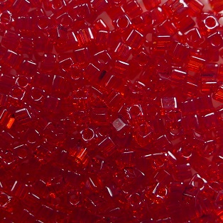m-cub-18-141 miyuki cubes, square beads 1,8 mm transparent red color 0141