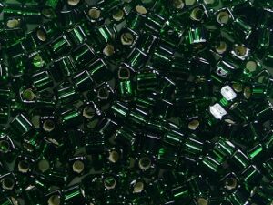 M-Cub-18-0027 Silver Lined Dark Emerald Miyuki Cubes 1.8x1.8 mm