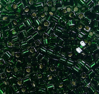 m-cub-18-27 miyuki cubes, square beads 1,8 mm silver lined dark emerald color 0027