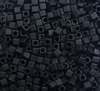 m-cub-18-401F miyuki cubes, squares 1,8 mm matte black color 0401F