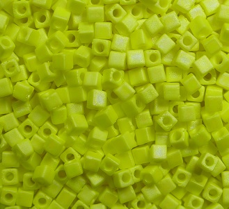 m-cub-18-404FR miyuki cubes, square beads 1,8 mm opaque matte yellow AB color 0404FR