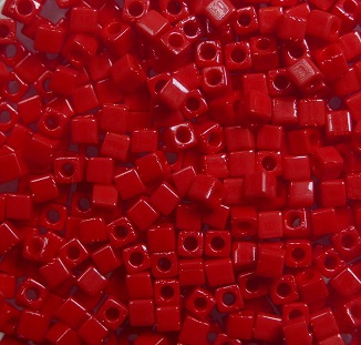 m-cub-18-408 miyuki cubes, square beads 1,8 mm opaque dark red color 0408