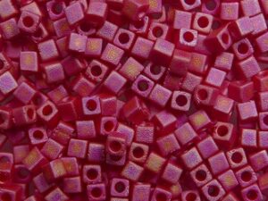 M-Cub-18-0408FR Opaque Matte Dark Red AB Miyuki Cubes 1.8x1.8 mm