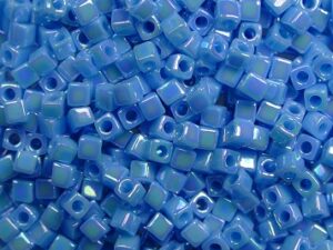 M-Cub-18-0482 Opaque Turquoise Blue AB Miyuki Cubes 1.8x1.8 mm
