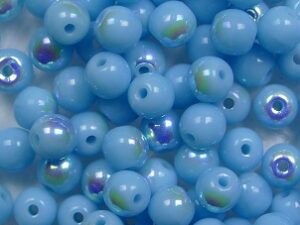 04-R-63020-28701 Blue Turquoise AB Round 4 mm. 100 Pc. - Afbeelding 1