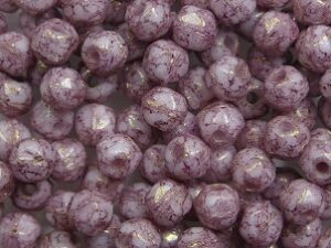 EC-03-02010-15496 English Cut beads 3 mm, White Alabaster Terracotta Purple