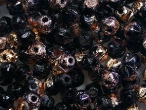 EC-03-23980-27101 English Cut beads 3 mm, Jet Capri Gold