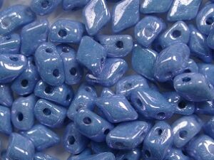 MGD-03000-14464 Chalk White Blue Luster Matubo Mini GemDuo's, 6x4 mm 5 gr