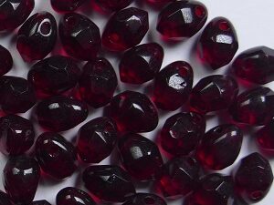 0050318 Garnet Firepolished Facetted Drops, 7x5 mm 10 Pc. - Afbeelding 1