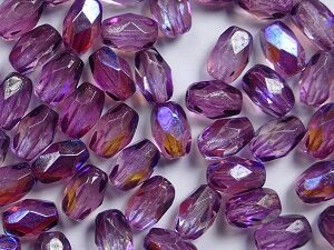 0080714 Crystal Purple AB Oval Facet 6 x 4 mm. 25 Pc. - Afbeelding 1