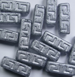 0020320 celtic blocks 15x5 mm Crystal Matte Dark Silver color 00030-04301