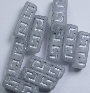 0020321 celtic blocks 15x5 mm matte crystal silver washed color 00030-84100-54301
