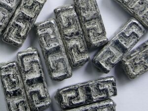 0020322 Jet Old Silver Celtic Blocks, 15x5 mm 10 Pc. - Afbeelding 1