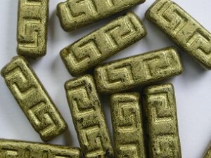 0030349 Crystal Matte Dark Gold Celtic Blocks, 15x5 mm 10 Pc. - Afbeelding 1