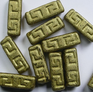 0030349 celtic blocks 15x5 mm crystal matte dark gold color 00030-04302