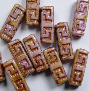 0030351 celtic blocks 15x5 mm White Alabaster Rose Gold Lazura Copper washed color 02010-65323-54319