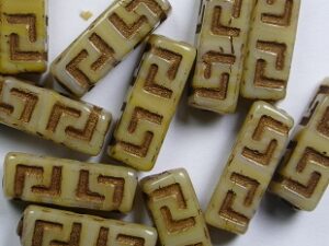 0030352 Dark Topaz Opal Bronze Washed Celtic Blocks, 15x5 mm 10 Pc. - Afbeelding 1