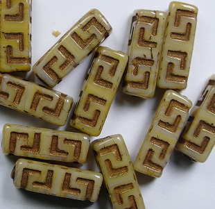 0030352 celtic blocks 15x5 mm Dark Topaz opal Bronze washed color 11111-54317