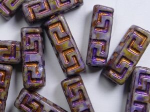 0080716 White Alabaster Spiced Lavender Rose Gold Washed Celtic Blocks, 15x5 mm 10 Pc. - Afbeelding 1