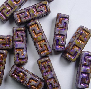 0080716 celtic blocks 15x5 mm white alabaster Spiced Lavender Rose Gold washed color 02010-65328-54318