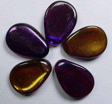 0080718 crystal Dual Coated Violet-Golden Orange anemone petals 16x11 mm color 00030-48107