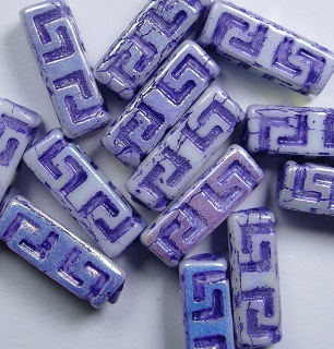 0090451 celtic blocks 15x5 mm white alabaster Full AB blue Purple washed color 02010-28703-54325