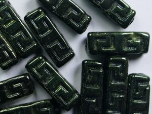 0100570 Jet Green Metallic Celtic Blocks, 15x5 mm 10 Pc. - Afbeelding 1