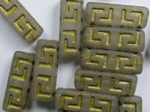 0130146 Matte Crystal Gold Washed Celtic Blocks, 15x5 mm 10 Pc. - Afbeelding 1