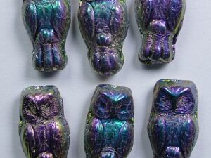 OWL-23980-29443 Owl Bead Jet Full Vitrail Green 12 Pc.