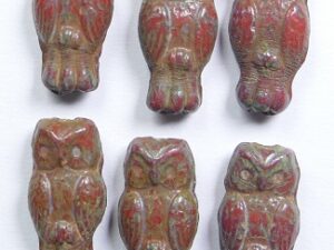 OWL-93420-86800 Owl Bead Opaque Red Travertin 12 Pc.
