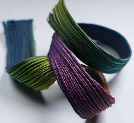 shib-NABO-2 Navy Borealis shibori handgeverfd zijden lint