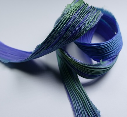 shib-SAP Sapphire shibori handgeverfd zijden lint