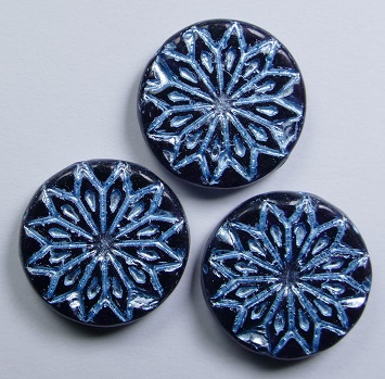 0080719 origami flower beads 18 mm Dark Violet Blue washed color 30220-54323