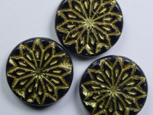0080720 Dark Violet Gold Washed Origami Flower Bead 3 Pc.