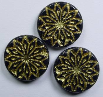 0080720 origami flower beads 18 mm Dark Violet Gold washed color 30220-54302