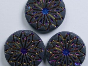 0090454 Matte Sapphire Montana Full Sliperit Origami Flower Bead 3 Pc.
