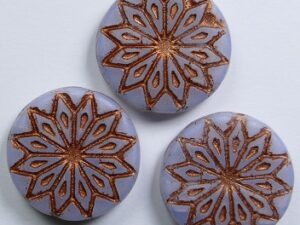 0090455 Matte Opal Sapphire Copper Washed Origami Flower Bead 3 Pc. - Afbeelding 1