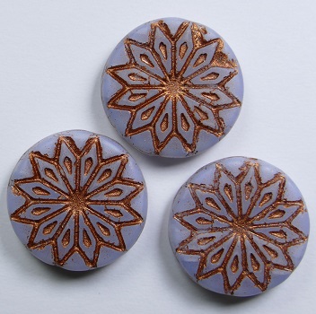 0090455 origami flower beads 18 mm Matte Opal Sapphire Copper Washed color 31000-84100-54319