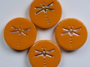 0060136 Opaque Orange AB Dragonfly Table Cut 4 Pc. - Afbeelding 1