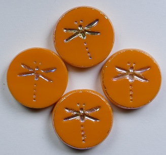 0060136 table cut dragon fly beads 17 mm opaque orange AB color 93120-28701