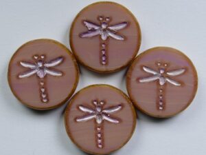 0070459 Pink Coral Travertin Light Pink Washed Dragonfly Table Cut 4 Pc. - Afbeelding 1
