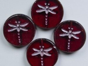 0070460 Fuchsia Travertin Light Pink Washed Dragonfly Table Cut 4 Pc. - Afbeelding 1