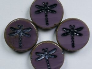 0080721 Opaque Purple Travertin Black Washed Dragonfly Table Cut 4 Pc. - Afbeelding 1