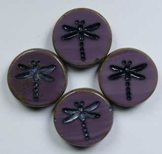 0080721 table cut dragon fly beads 17 mm Opaque Purple Travertin Black Washed color 23030-86800-46441