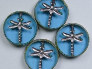 0090457 Aquamarine Travertin Light Pink Washed Dragonfly Table Cut 4 Pc. - Afbeelding 1